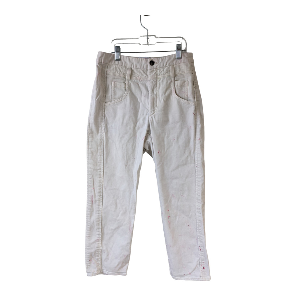 Colovos Womens Size 28 Side Panel Straight Jeans White Cotton High Rise Pockets
